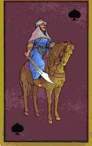interpréter les cartes du Tarot Persan - Cavalier cimeterre